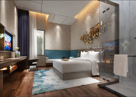 cama del marco de la madera contrachapada de los muebles del cuarto de invitados del hotel de 1800*2000*250m m con la chapa