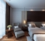 Los muebles modificados para requisitos particulares del dormitorio del hotel fijan la madera contrachapada de la cama E1 de la chapa de la nuez