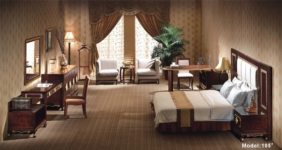 Certificación de rey Bedroom Sets With ISO18001 de madera sólida del color de la nuez