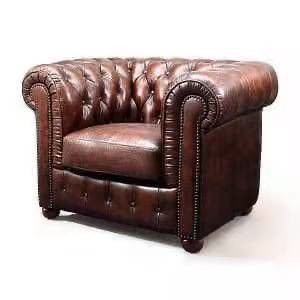recepción de cuero del OEM del sofá del botón de Brown del diseño de lujo de los 210cm