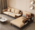 Color de la nuez de los muebles del chalet ISO9001 con la tapicería L sofá de la tela de la forma