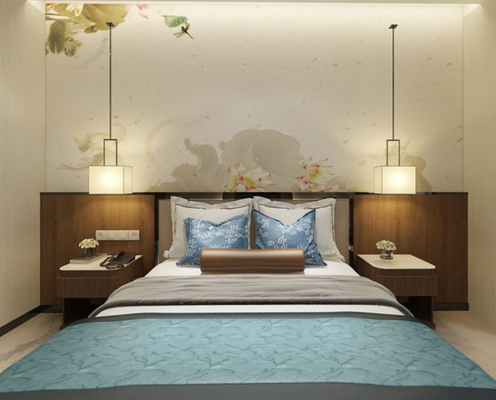 Los muebles modernos del dormitorio del hotel fijan a rey Size de la cama de plataforma